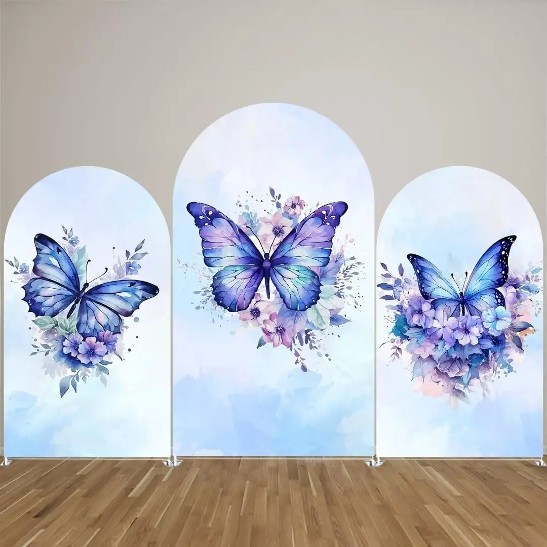 VIKAMA VIKAMA Schmetterling Geburtstag Happy Arched Hintergrund Abdeckung Aquarell Blumen Hochzeit Braut Dusche Party Dekoration