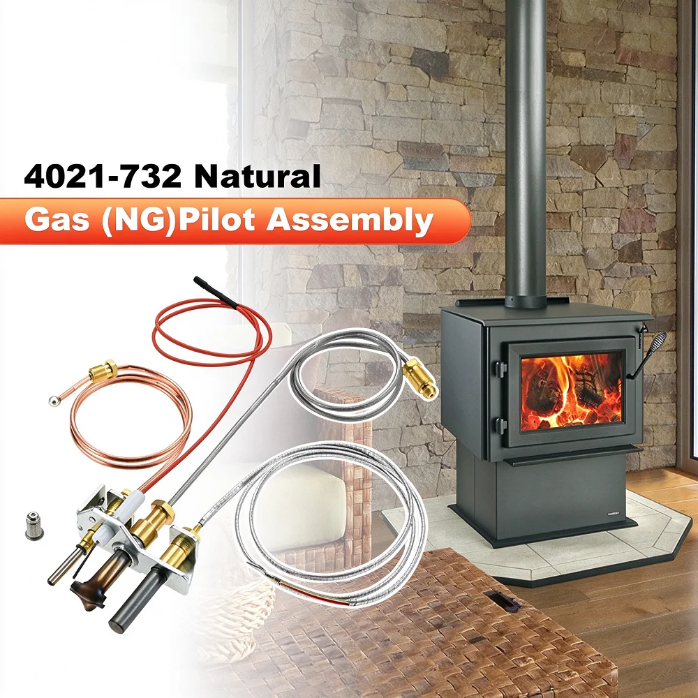 25660 4021-732 Pilot Assembly NG with Thermocouple Thermopile for Heatilator GNDC33 GNDC36, Quadrafire & Heat-N-Glo Fireplaces
