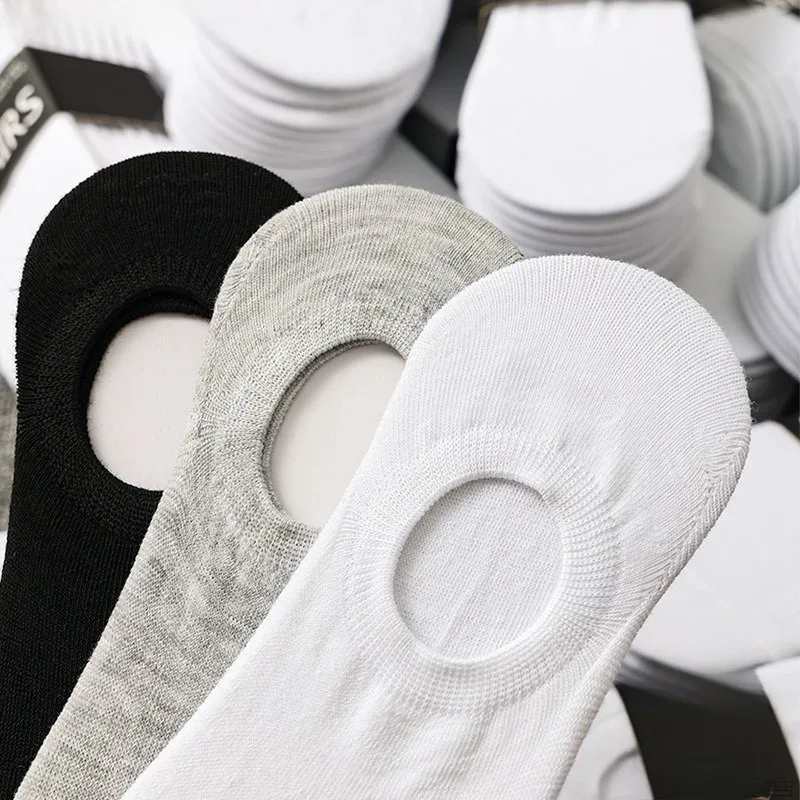 5Pairs Solid Color Black White Gray Invisible Breathable Cotton Sports Socks Male Short Sock Women Men Low Cut Men Ankle Socks