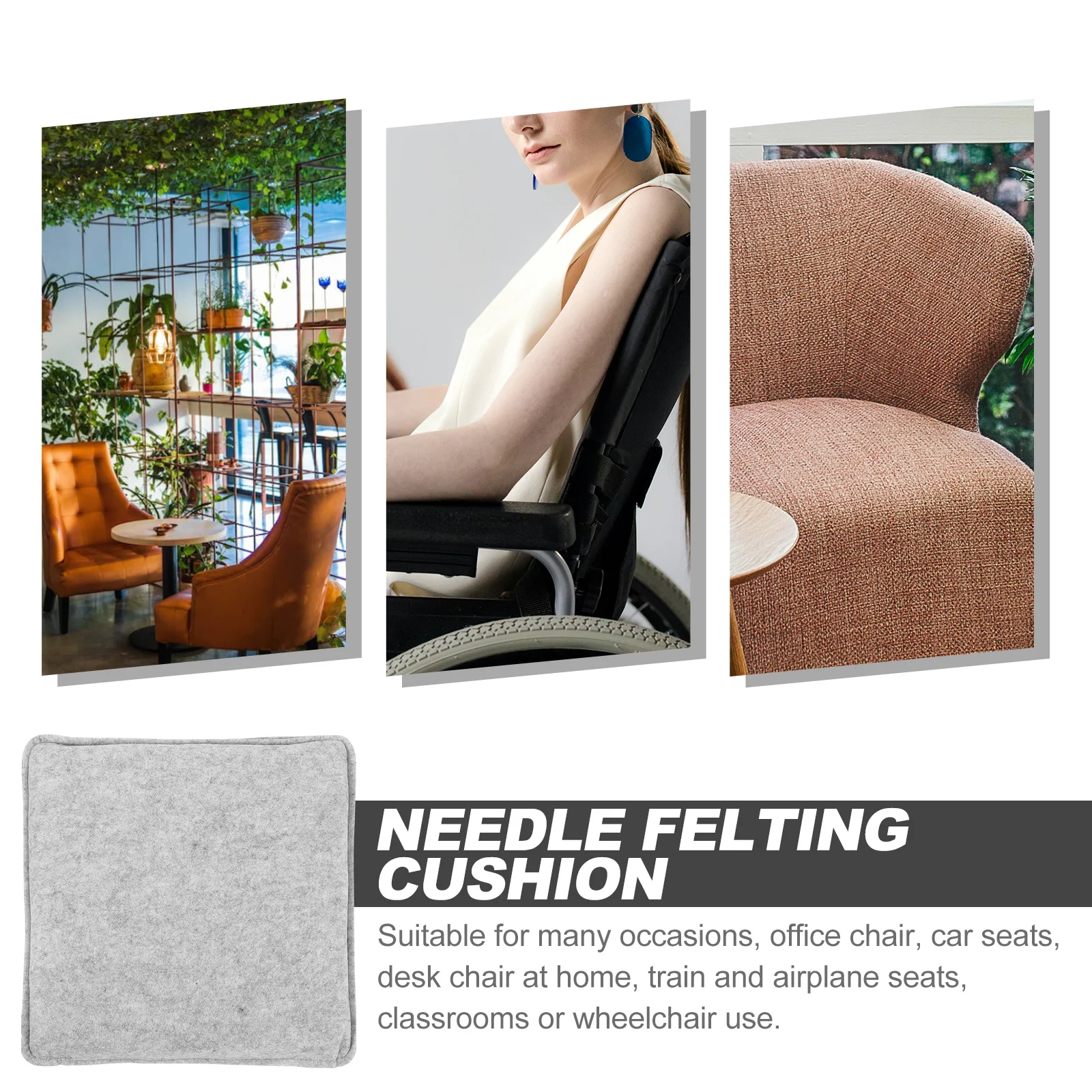 

Ergonomic Felt Seat Cushion Non-Slip Design for Office Chairs Home Desk Car Airplane Classroom Wheelchair Use Seat Cushion