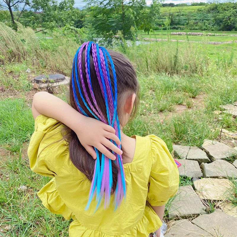 1 PCS New Girls Colorful Wigs Ponytail Kids Hair Accessories Hair Ornament Headbands Rubber Bands Beauty Hair Bands