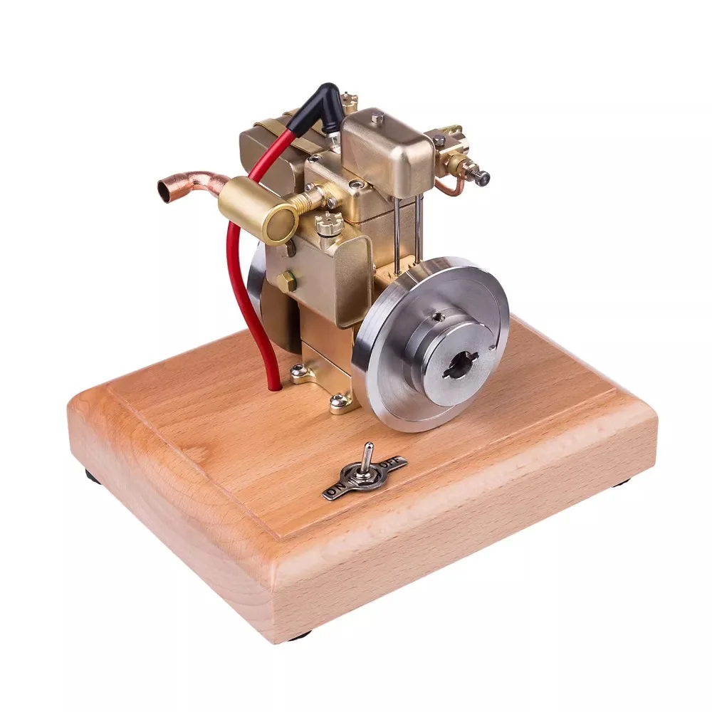 M12B Water Cooled Engine Model 1.6cc Metal Single Cylinder 4 Stroke Internal Combustion Engine with Wooden Base Startable Toy