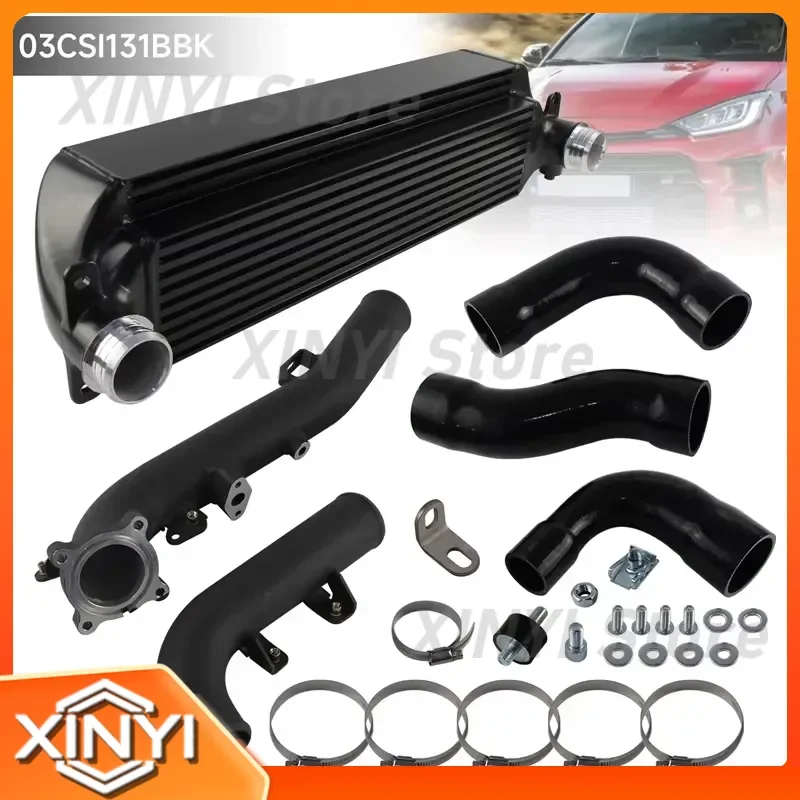 For Toyota GR Yaris 1.6T Aluminum Black Bar Plate Intercooler Competition High Performance Charge Boost Pipe Hose Kit
