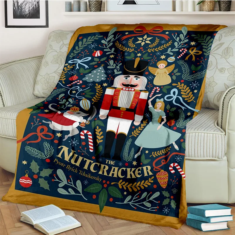 Nutcracker Christmas Tree Cartoon Blanket,Soft Throw Blanket for Home Bedroom Bed Sofa Picnic Travel Office Cover Blanket Kids