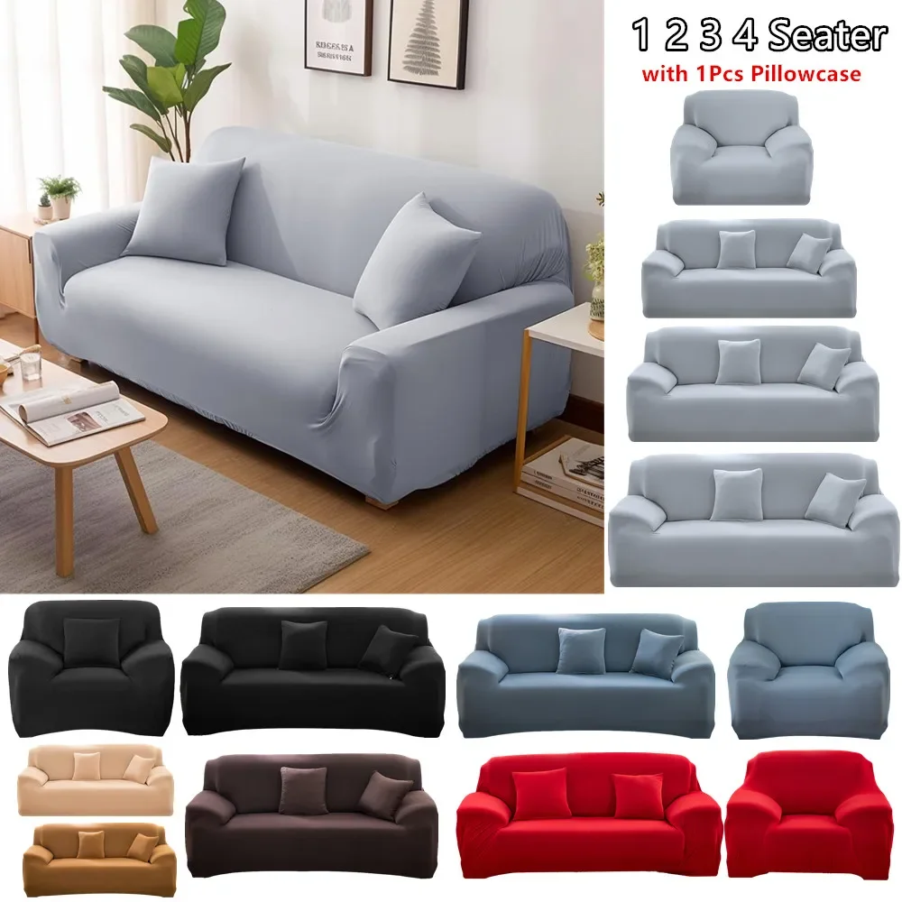 

Solid Color Elastic Sofa Covers for Living Room Thicken Sectional Corner Slipcovers Couch Cover L Shape Need Buy 2PCS Cover