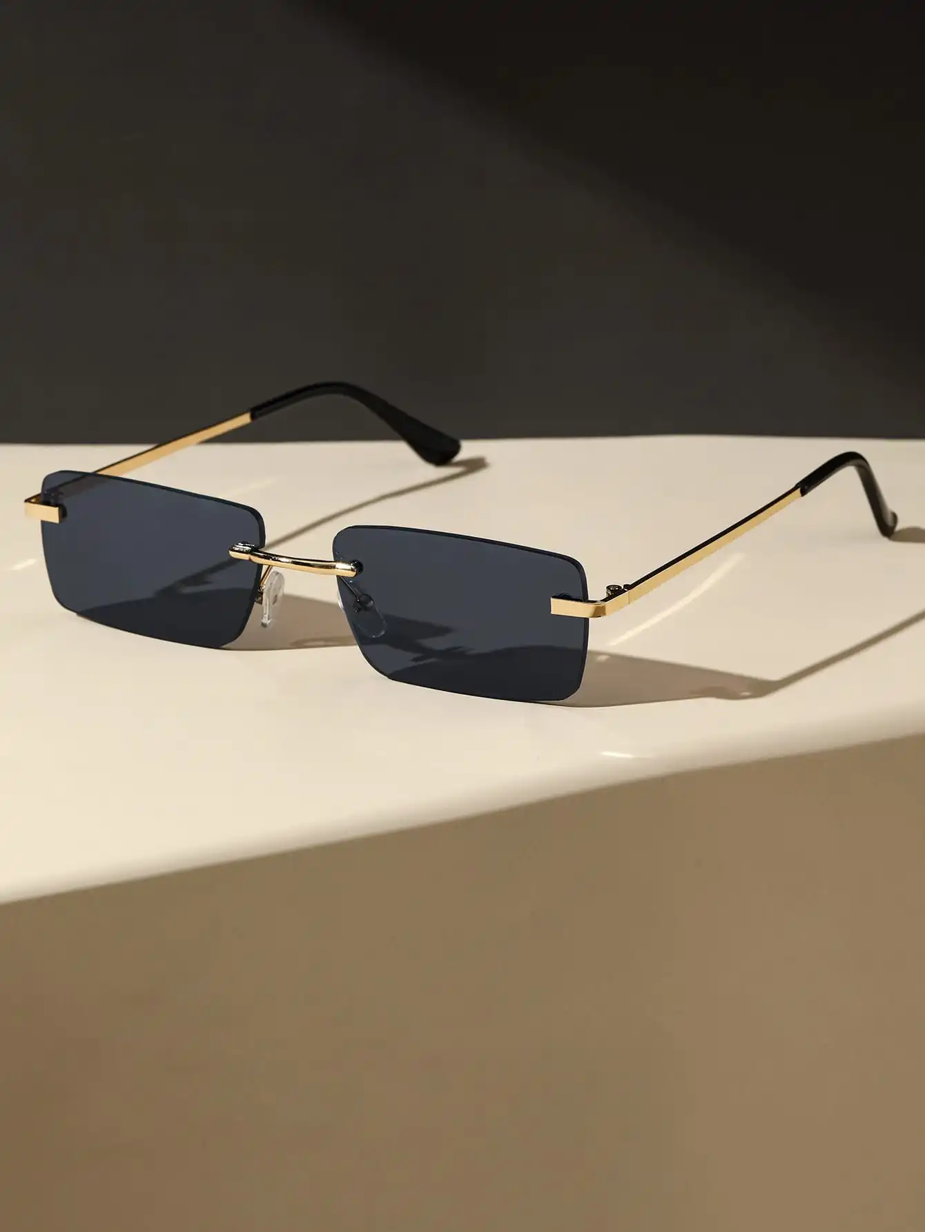 1PC Unisex Gold Wire Rimless Trendy Vintage Sunglasses For Summer Vocation Outdoor Traval Accessories