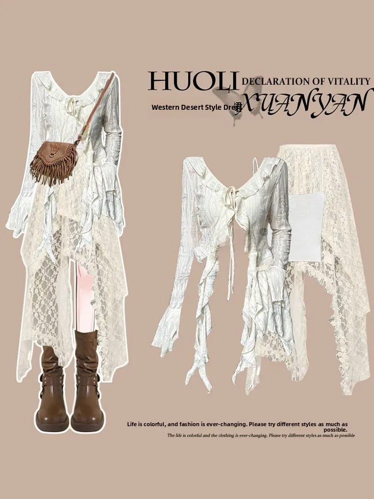 n Sle – ensemble t-shirt pour femmes, coupe cintrée, bretelles Cardigan, tenue ethnique Wind Clete, printemps et été