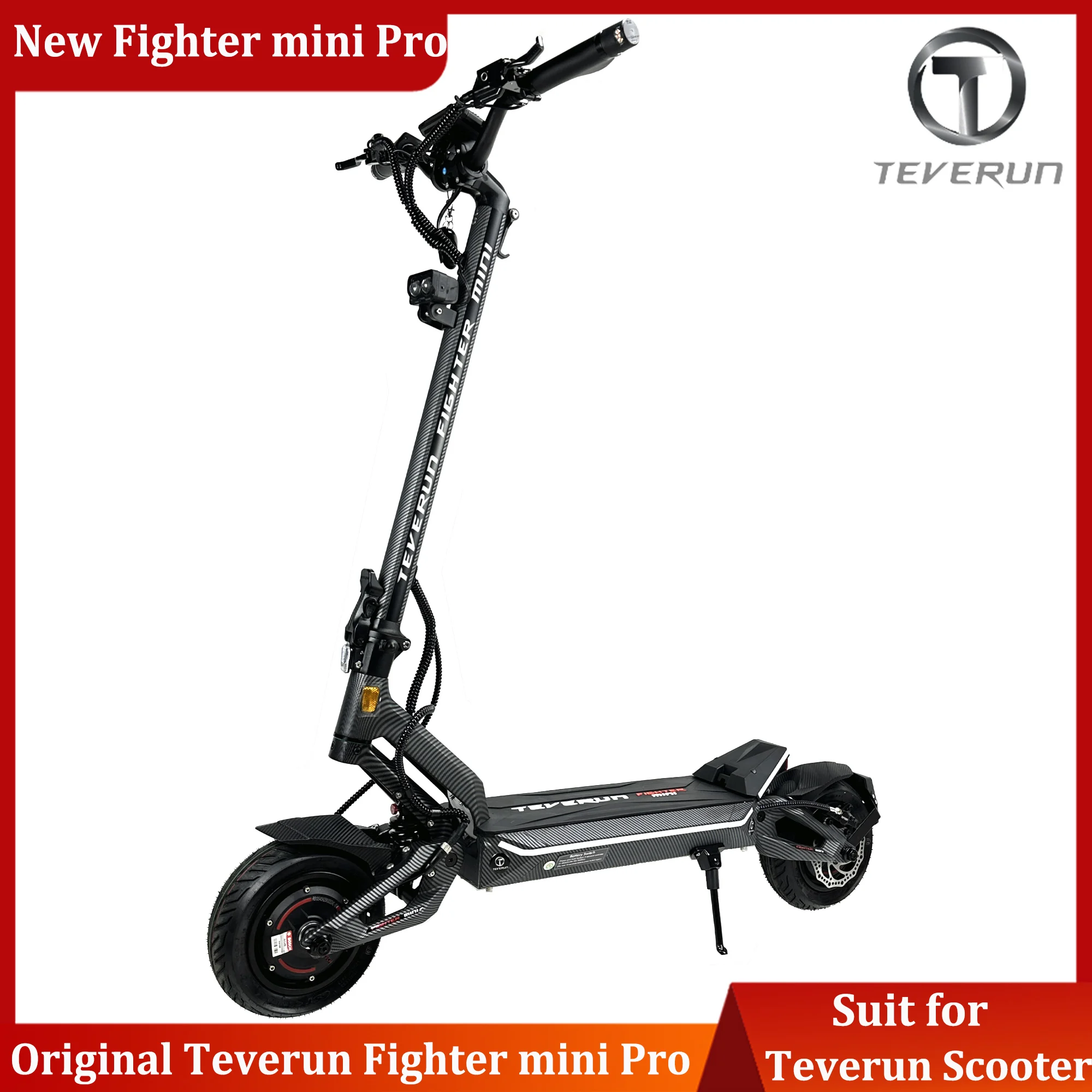 

2026 New Teverun Fighter Mini Pro 60V 31.8Ah Smart BMS Dual Motor 2000W 65km/h 10Inch Build-in TFT Display NFC Full Hydraulic