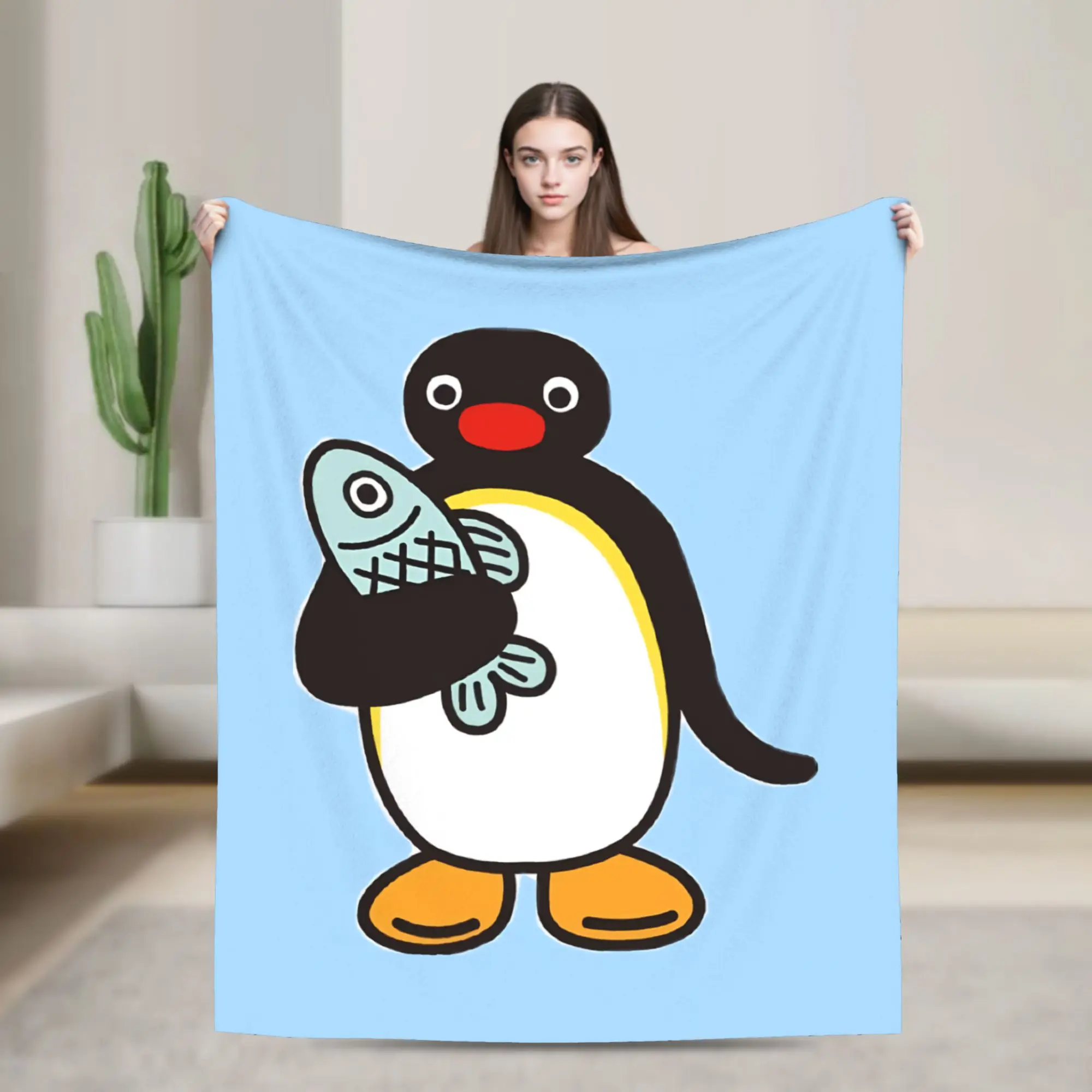 Pingu Penguin Throw Blanket for Couch  Soft Fuzzy Plush Blanket 50x60 Inch Multi-size Bedspread for All Seasons