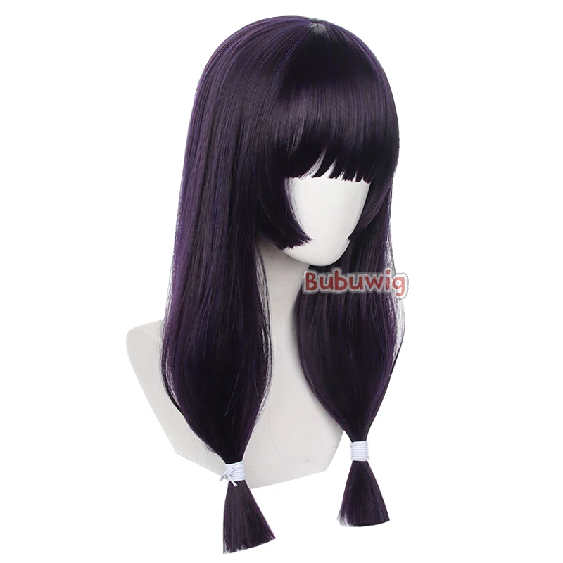 Bubuultraviolet Utahime Iori Cosplay Perruques, Cheveux Synthétiques, Perruque Longue Droite Violet Foncé, Degré de Chaleur, 65cm