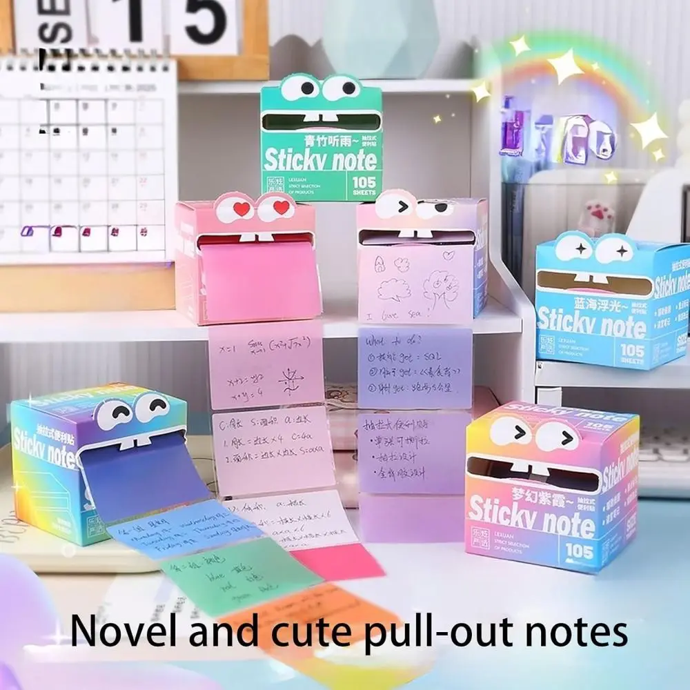 Cartoon Memo Pad Papier Trek Ontwerp Zelfklevende Planner Schema Stickers Parelmoer Transparante Dopamine