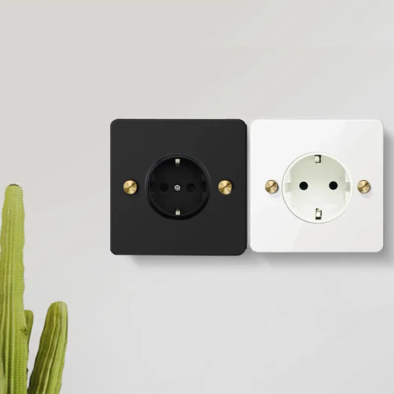 USB EU Socket  Wall Light Toggle Switch White Stainless Steel Panel with Gold Brass Switch