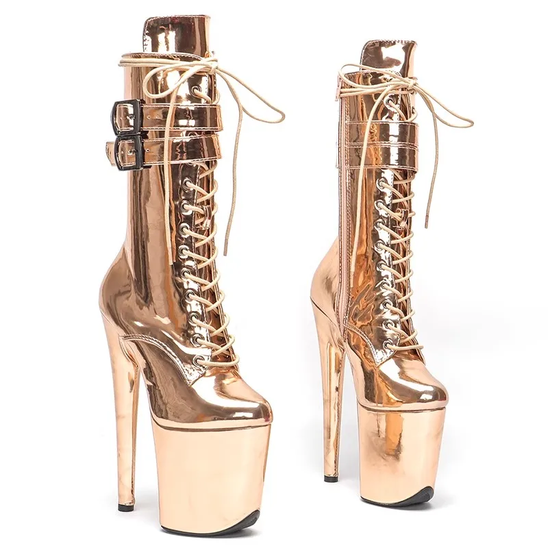 

New Women 20CM/8inches PU Upper Plating Platform Sexy High Heels Boots Pole Dance Shoes 529