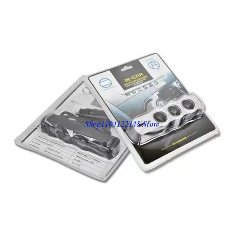 P9FA ABS and Metal Construction Car Accessory Converting Single Cigarettes to 3 Outlets USB Power for Devices