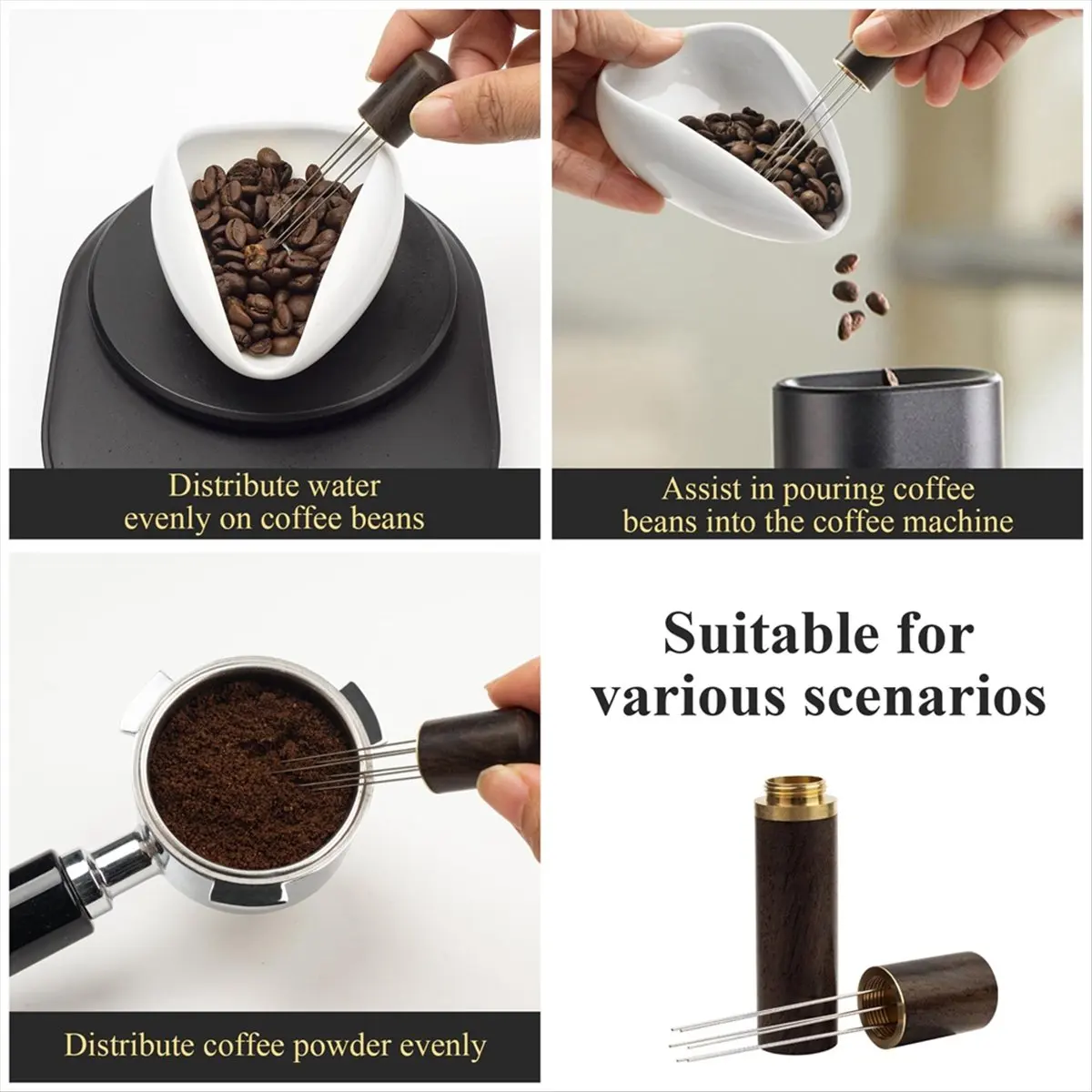 A78I  Bottle and Coffee Bean Dosing Cup and WDT Tool 3-Piece Set, Ceramic Dosing Vessels Tray Kit,Coffee Bar Accessories
