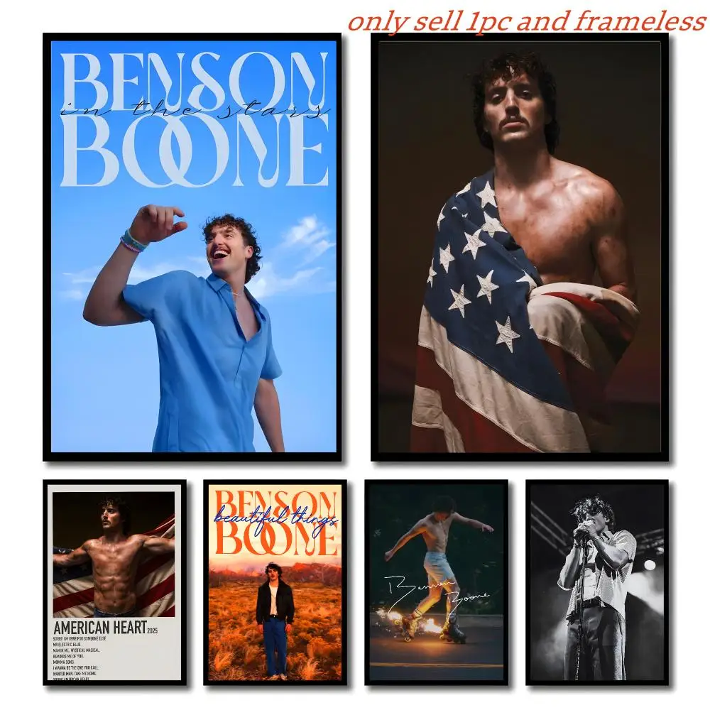 Music Singer B-Benson Boone Poster Self-adhesive Living Room Bedroom Party Bar Decor Moisture-proof Fade-resistant HD