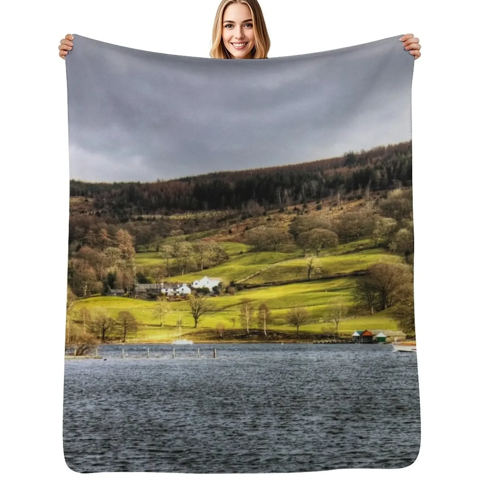 

Coniston Water Throw Blanket Camping Shaggy Soft Blanket