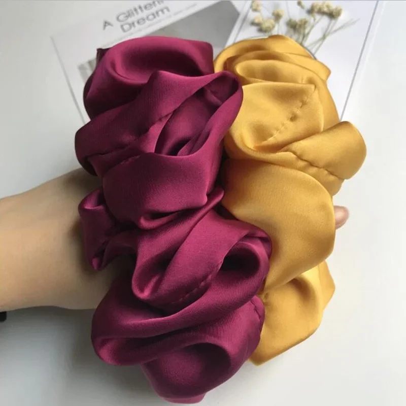 Oversized Scrunchies Big Rubber Hair Ties Elastic Girs Ponytail Holder Smooth Satin Scrunchie Women Hair Accessories SA506