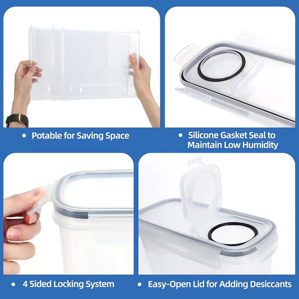 3 Pack Filament Container for 3D Printing Sealing and Protection Airtight Filament Dry Box for 1KG Spools with Desiccant Labels