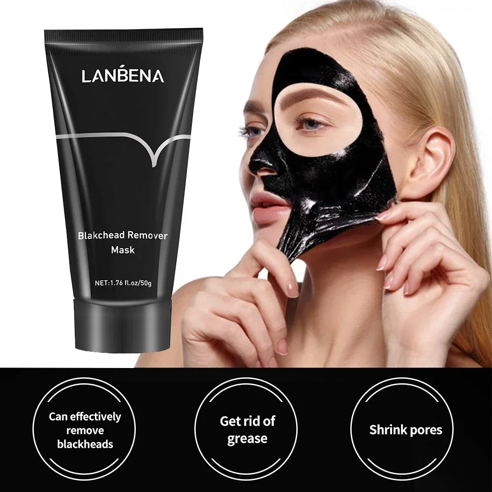 قناع LANBENA لإزالة الرؤوس السوداء للأنف، قناع تقشير الطين للعناية بالبشرة 50 جرام