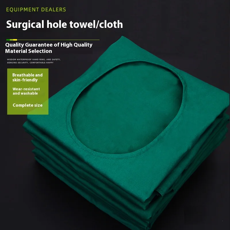 Toalha de algodão puro com buraco cirúrgico, toalha de desinfecção de pálpebra dupla, única, grande, média e única toalha com furo facial