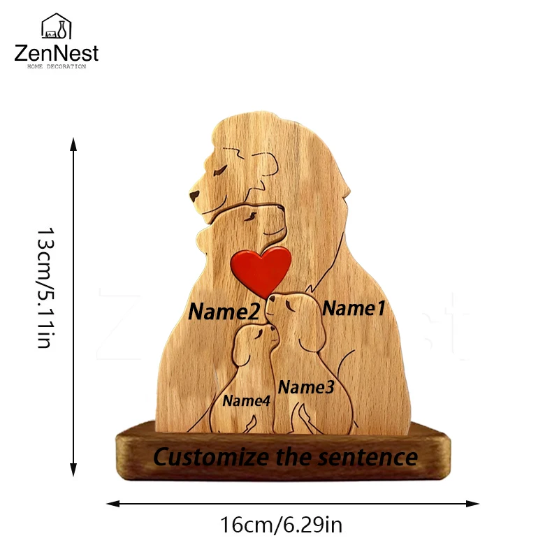 Wooden Lion Family Puzzle Ornament DIY Custom Name Home Decorations Thanksgiving Christmas Gift for Mom Art Crafts - image 6