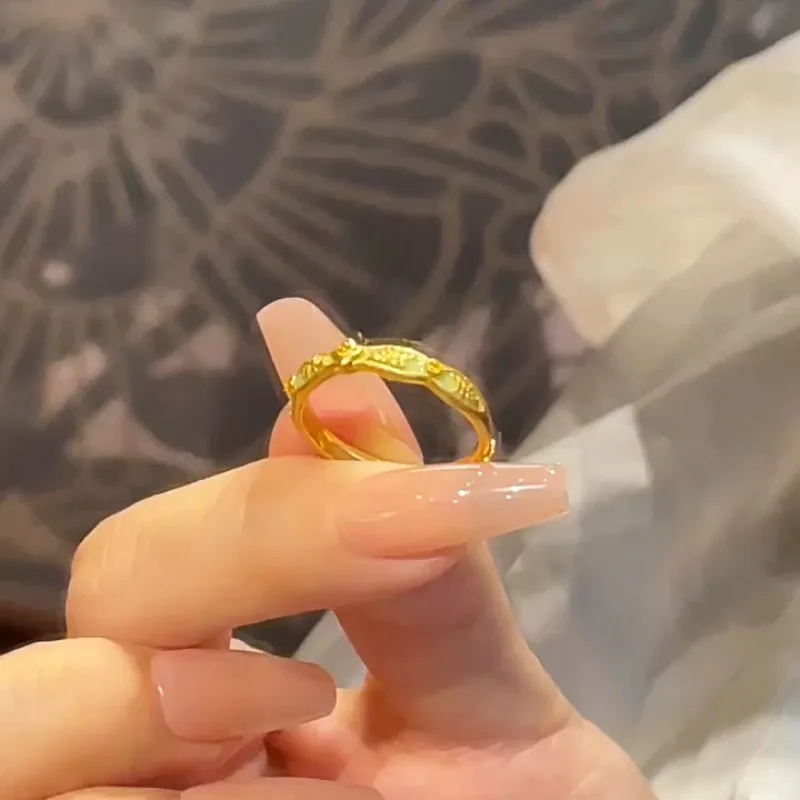 Xiaohongshu نفس المينا الذهبية الجديدة ذات الحلقة المفتوحة ذات الإضاءة الرجعية الفاخرة والمجوهرات الراقية الرائعة #3