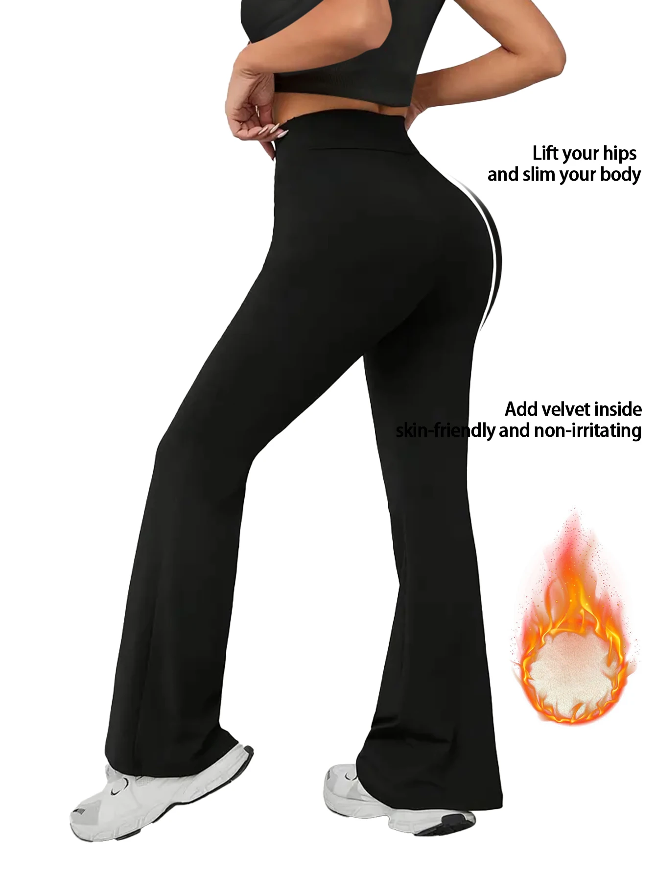 سراويل نسائية، سراويل حرارية، مبطنة بالصوف، سراويل Bootcut، سراويل تزلج شتوية Y2K، سراويل حرارية عالية الخصر، رفع المؤخرة