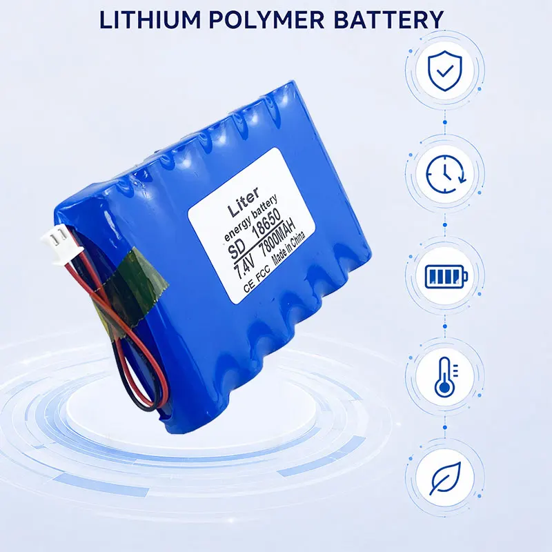 18650 7800mah 7.4V polymer lithium battery - Special lithium battery for portable instruments and lamps