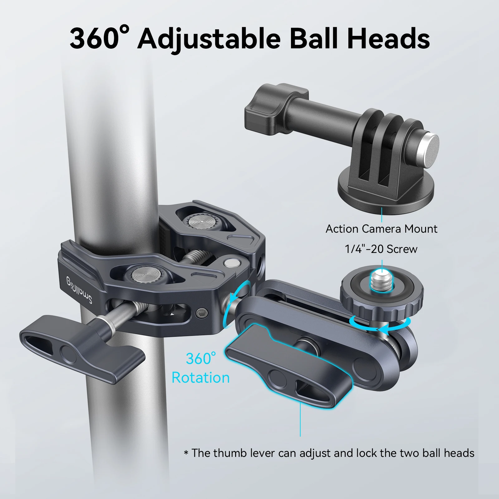 SmallRig Aluminum Super Clamp with Double Ball Head Magic Arm 1/4\