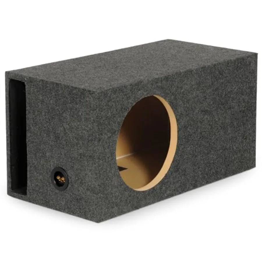 

Car audio subwoofer enclosure, MDF material, black carpet covering, side-ported design for high SPL output and heavy-duty perfo