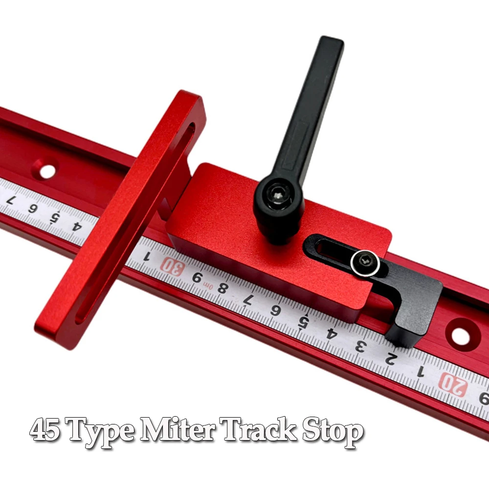 

45 Type Miter Track Stop, T-Track Woodworking Limiter Adjustable Scale Manual Aluminium Miter Flip Track Stop Block for T-Slot