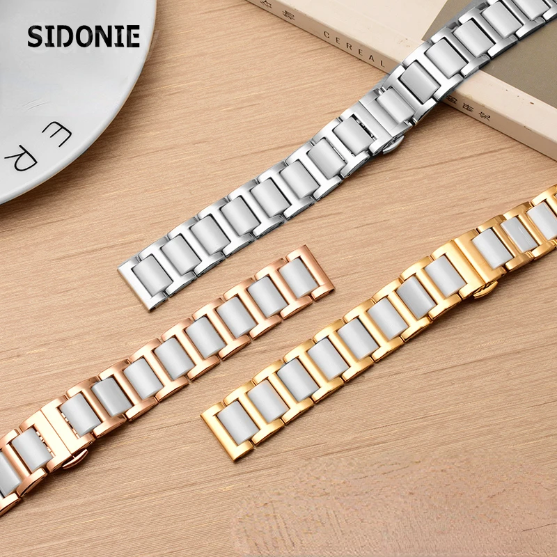 High-Quality Ceramic Watch Band for Rossini Guess Ebo Watch King Steel Watch Strap Bracelet 16 18mm