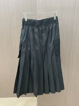 2024 Women's Clothing Pleated irregular cut patchwork pocket skirt Spring Summer New 411