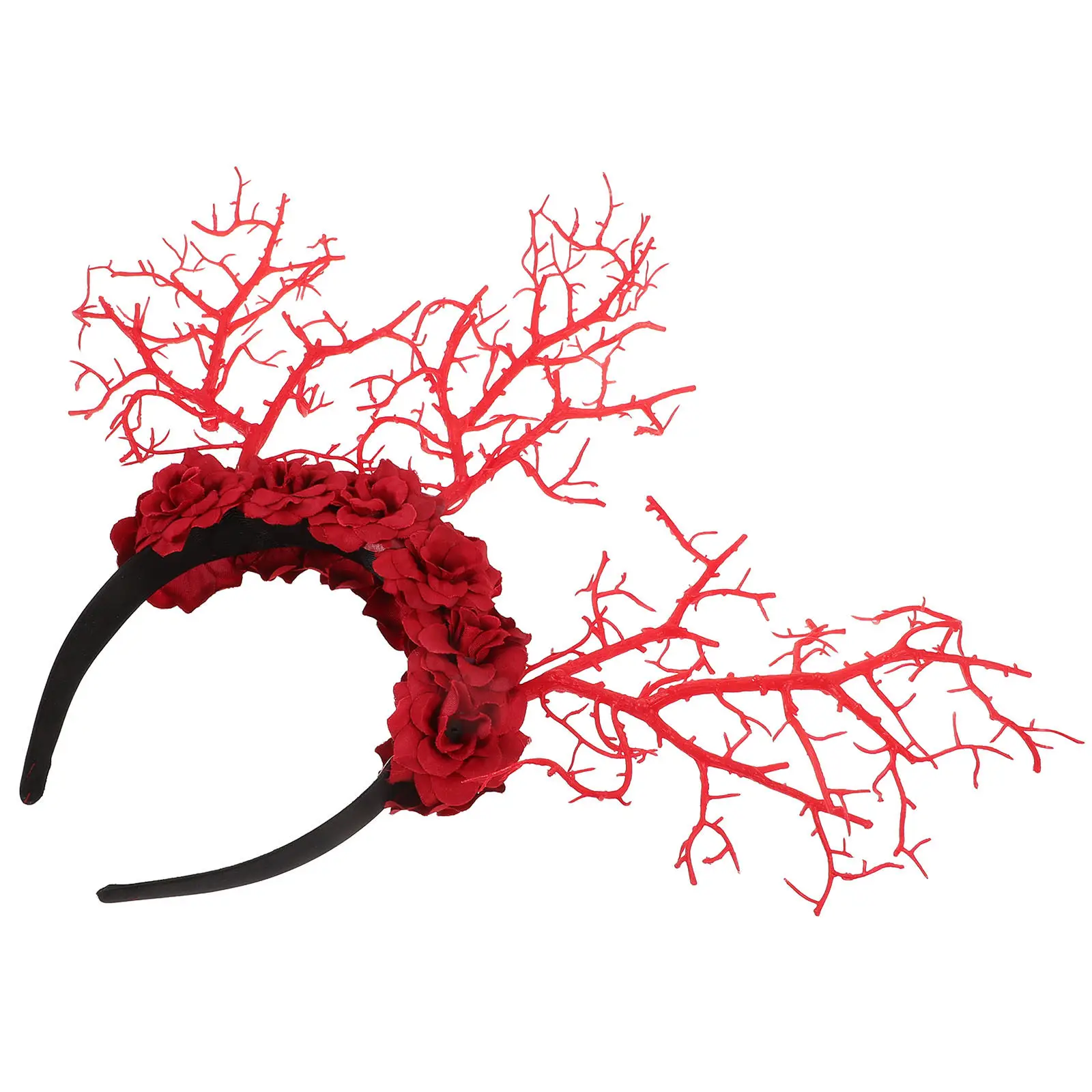 Deer Antlers Headband Simulated Tree Branch Flowers Party Cosplay Headband Decorative Hair Accessory Tree Branch Headbands