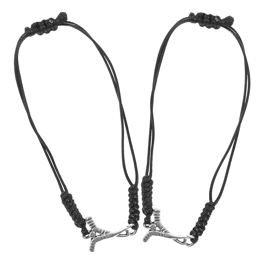 

2pcs Braided Hockey Bracelets Adjustable For Teens Field Hockey Teams Coaches Sport Jewelry Fan Accessory Wristband