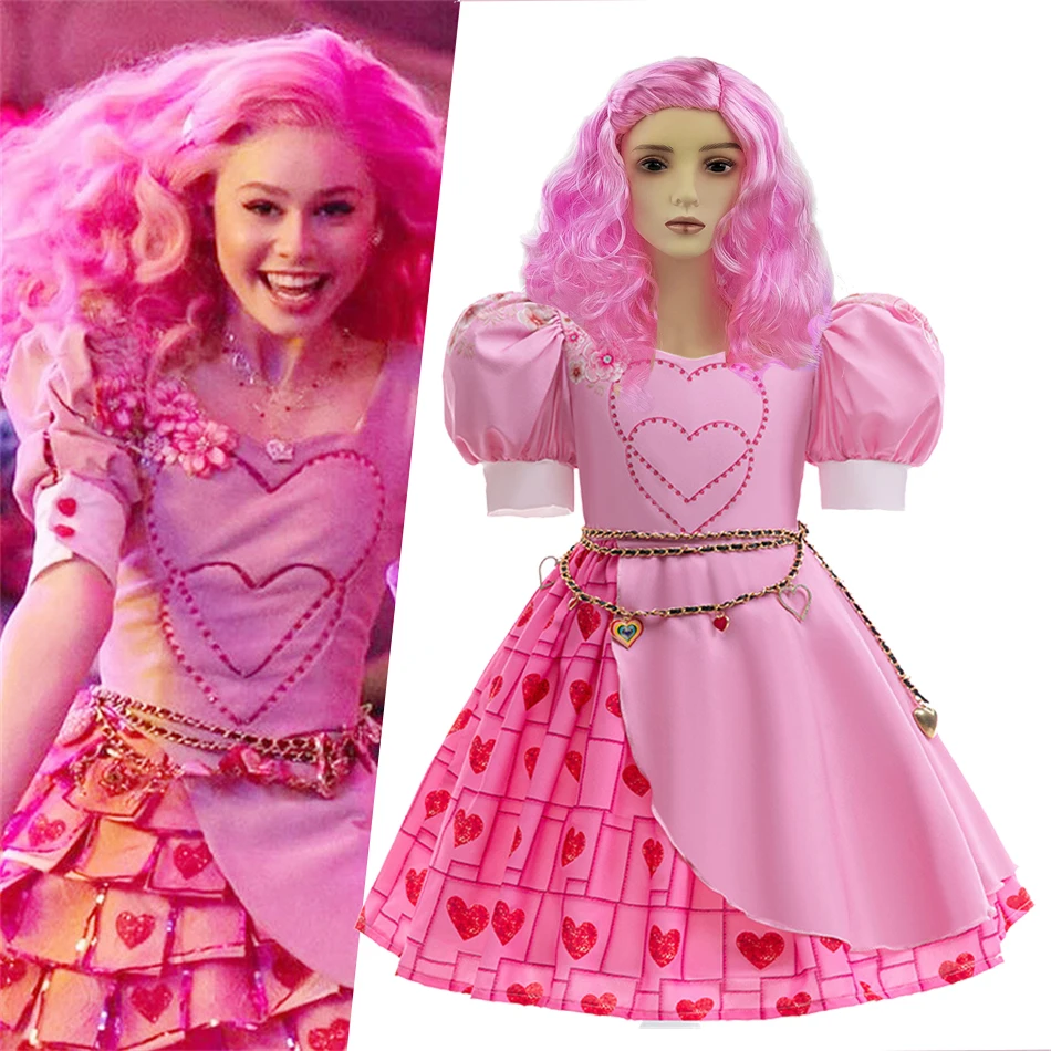 Disney The Rise of Red Costume Descendants 4 Movie Same Style Halloween Princess Dress Girls Pink Cosplay Ball Gown 3-10Y