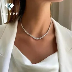 Riviera Necklaces Full Moissanite Tennis Necklace for Women 925 Sterling Silver Size Gradient Diamond Choker with Certificate
