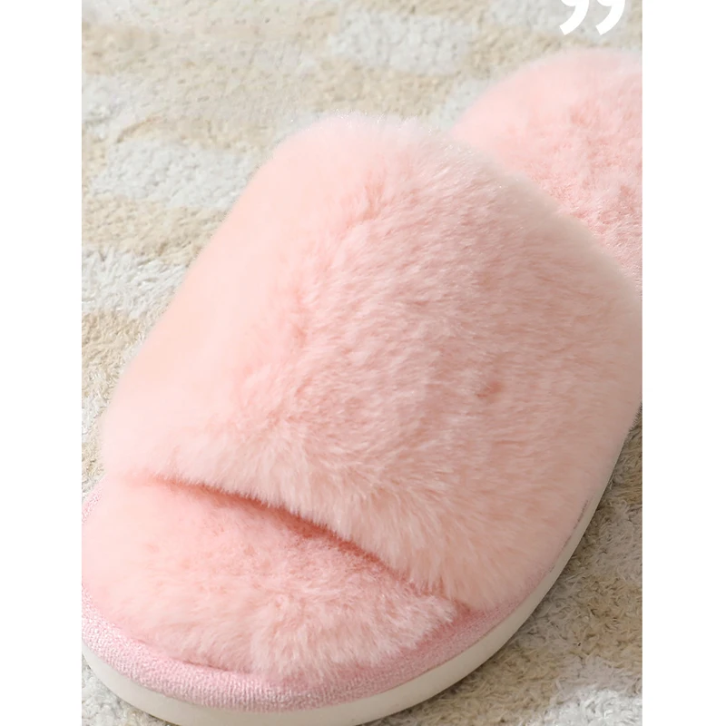 Pantofola da casa donna Fuzzy inverno caldo peluche pavimento per interni antiscivolo casa scarpe da camera calzature piatte femminili pelose pelose