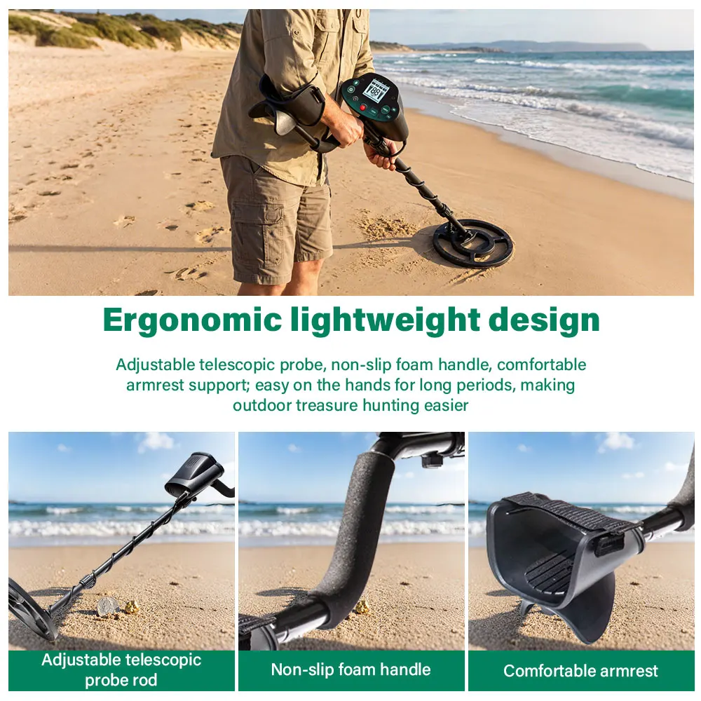 8 Inch IP68 Waterproof Search Coil Metal Detector MD-5030P High Accuracy Disc Notch Pinpoint Modes For Treasure Hunter view 2