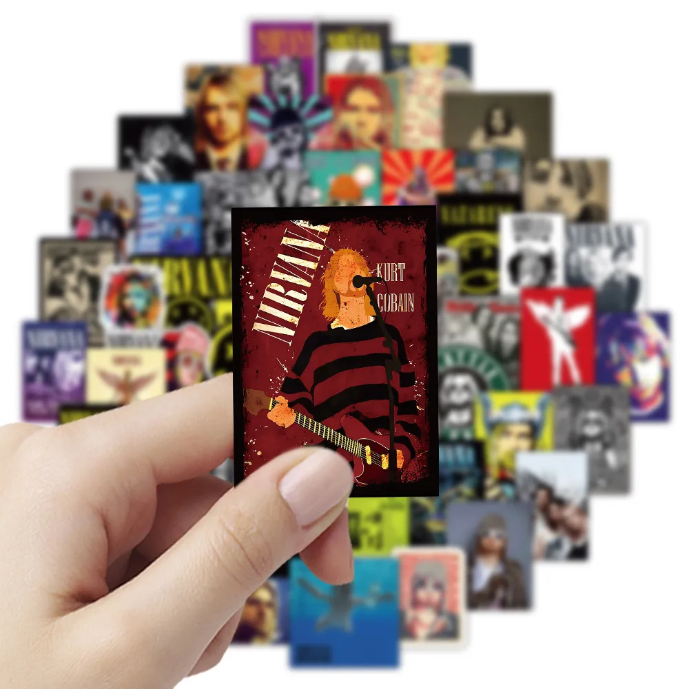 52Pcs Nirvana Rock Band Waterproof Stickers, Vintage Music Graphic Decals for Luggage and Phone Shell RecordingYourLife Store