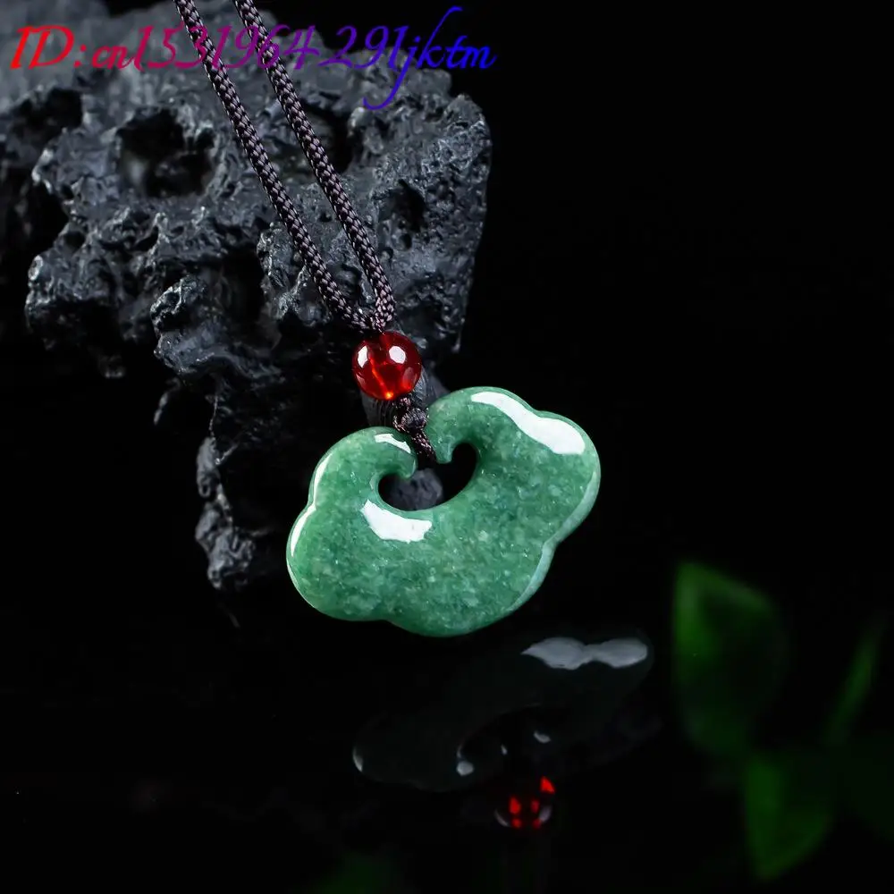 Natural Myanmar Jadeite Ruyi Pendant Necklace Fashion Carved Amulet Real Jade Jewelry Designer Accessories Gifts for Women view 4
