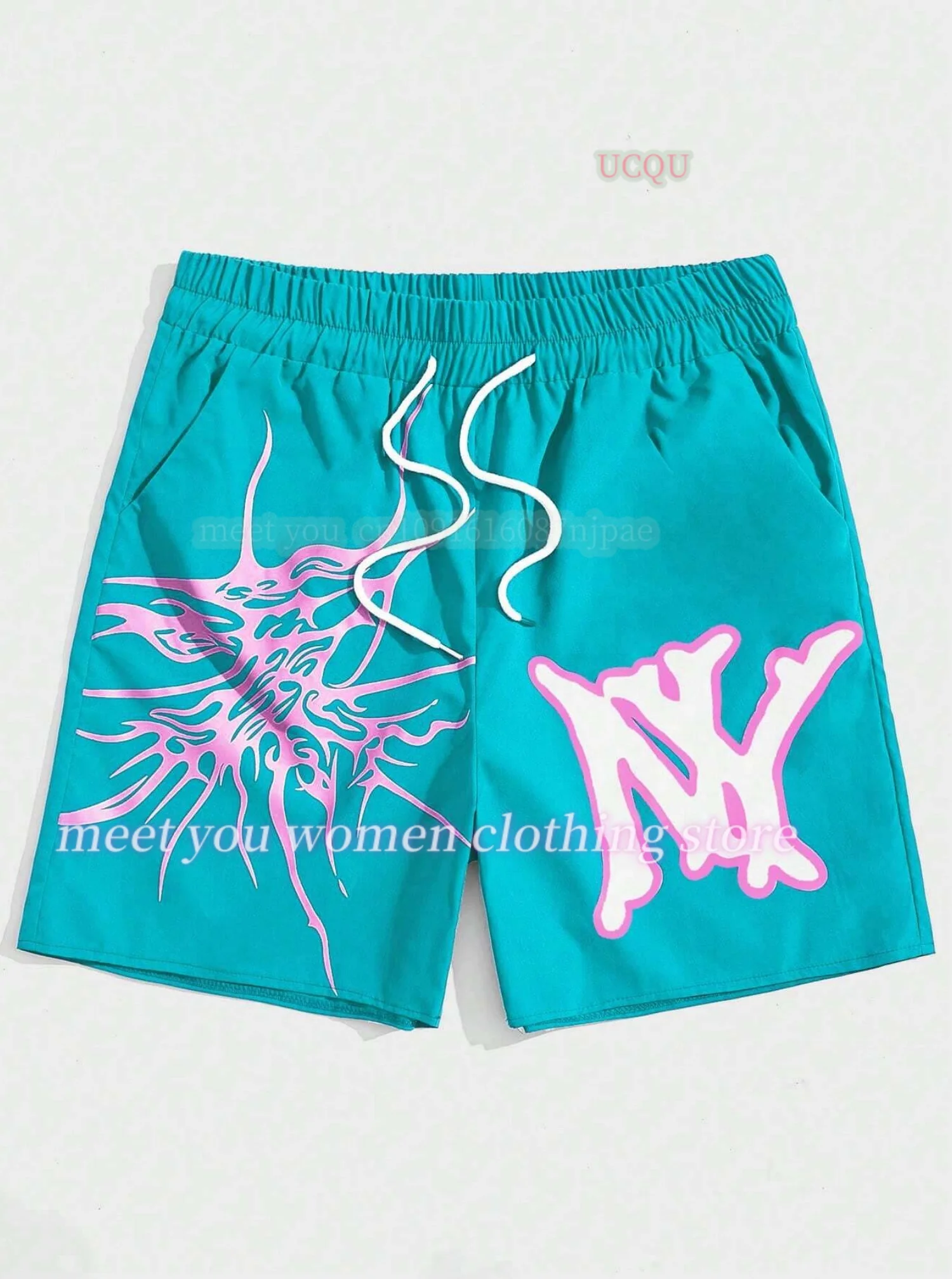 2025 nieuwe Vrouwen Europese vrouwen Retro y2k Esthetische Pyjama Shorts met Zakken Y2k casual NY print Shorts