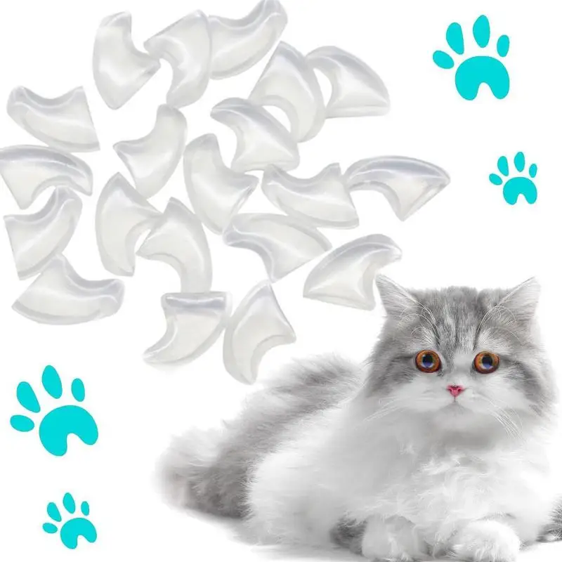 Lovely 20pcs Soft Cat Nail Caps Anti-Scratch dog Nail Covers Pet Claw Paws Nail Protector Comfortable Nail Tips pet supplies