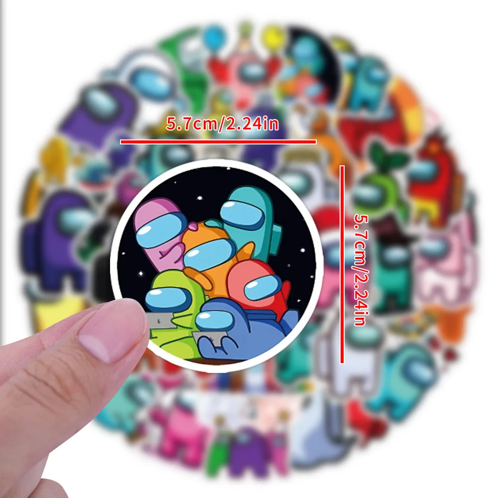 55pcs Cartoon Among Us Creative Decoration Stationery Water Cup Notebook Waterproof Sticker