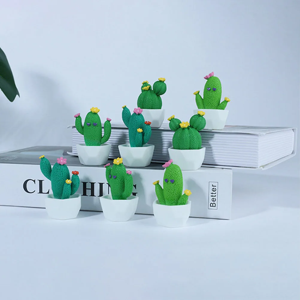 

8Pcs Mini Cactus Ornament Set High Imitation Bonsai Plants Tabletop Desktop Car Interior Decoration Cactus Decoration