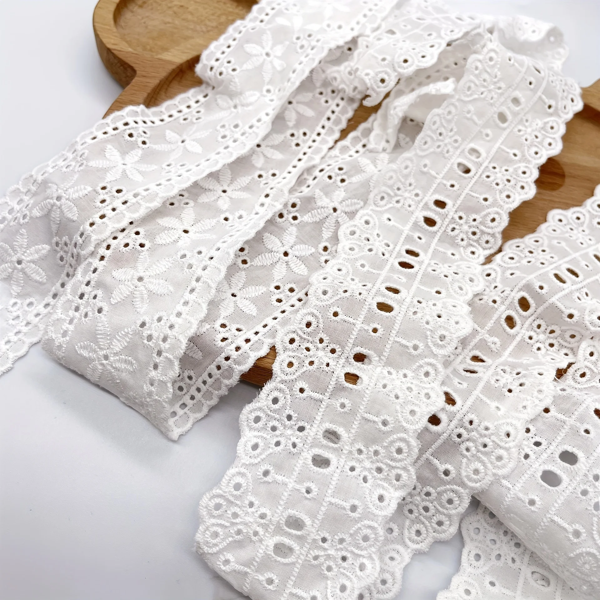 1 yard double perforated can be worn ribbon embroidery floral European style DIY lace accessories