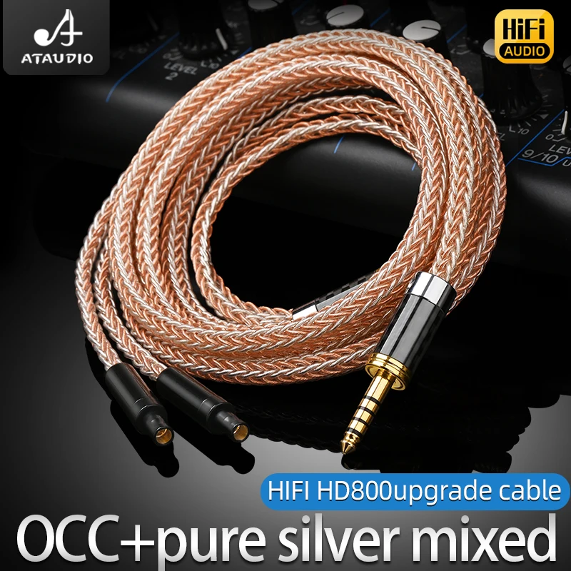 

ATAUDIO HiFi HD800 обновленный кабель для наушников OCC чистый серебряный сердечник для HD800 4,4 мм XLR обновленный сбалансированный кабель