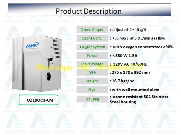

Industrial Ozone Generator With Oxygen PSA 10g/h Wall-mounting Designed