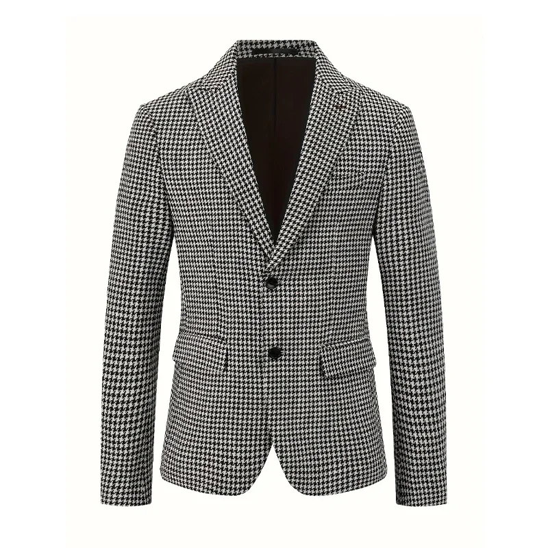 

Suit Blazer Jacket Men's Retro Checkered Suit Blazer Casual Jacket Fashion Thousand Bird Grid Suit Jacket Outdoor Casual Blazers